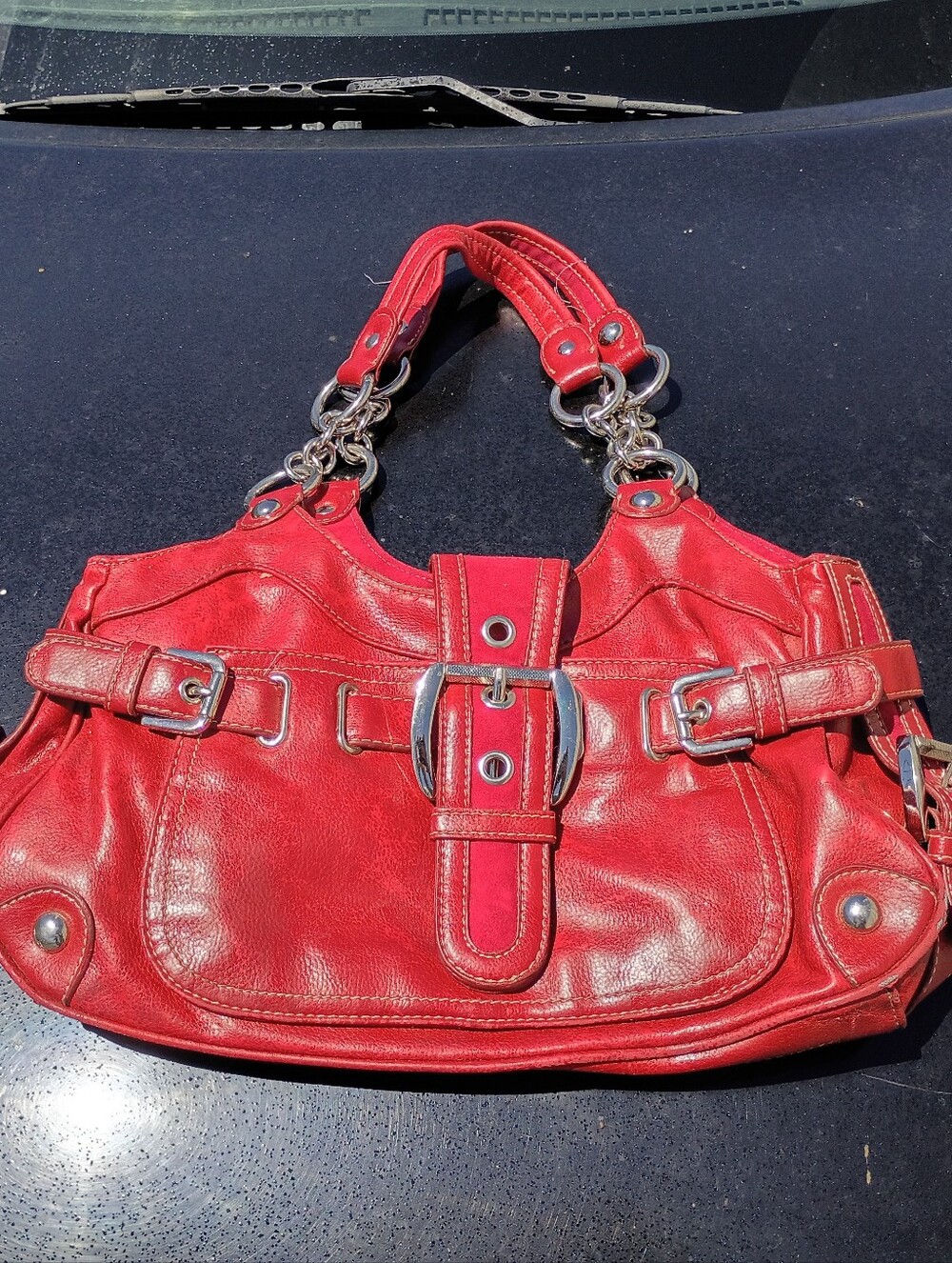 Kathy Van Zeeland Red Hand Bag Used